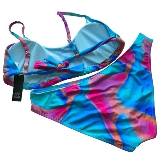 Wild Fable Womens Tie-Dye Bikini Set 2X Blue/Pink Removable Pads - Picture 9 of 14